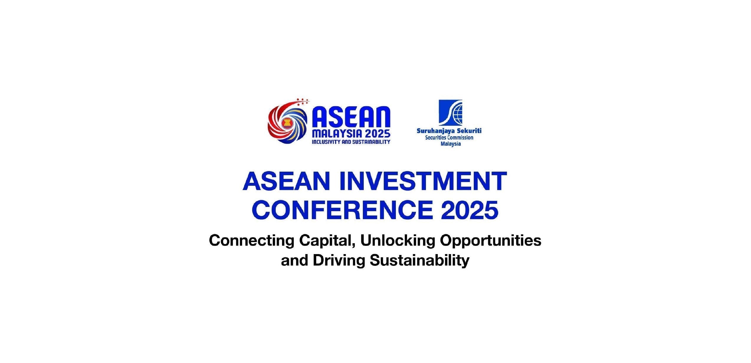 An image showing logo of Asean Investment Conference 2025 held by Asean Malaysia 2025 and Securities Commission Malaysia
