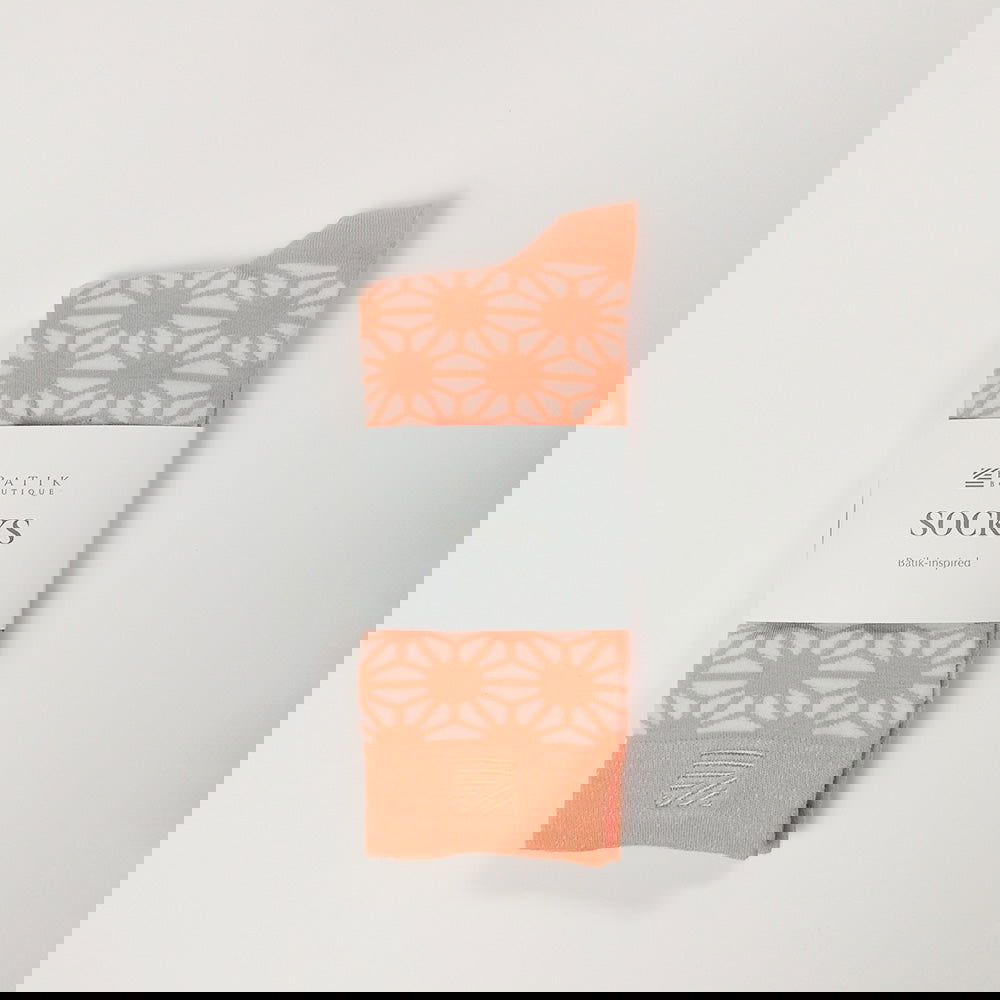 Batik-Inspired Unisex Socks - Peach Firework - Batik Boutique