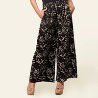 Batik Wide Leg Trousers - Black Diwanie