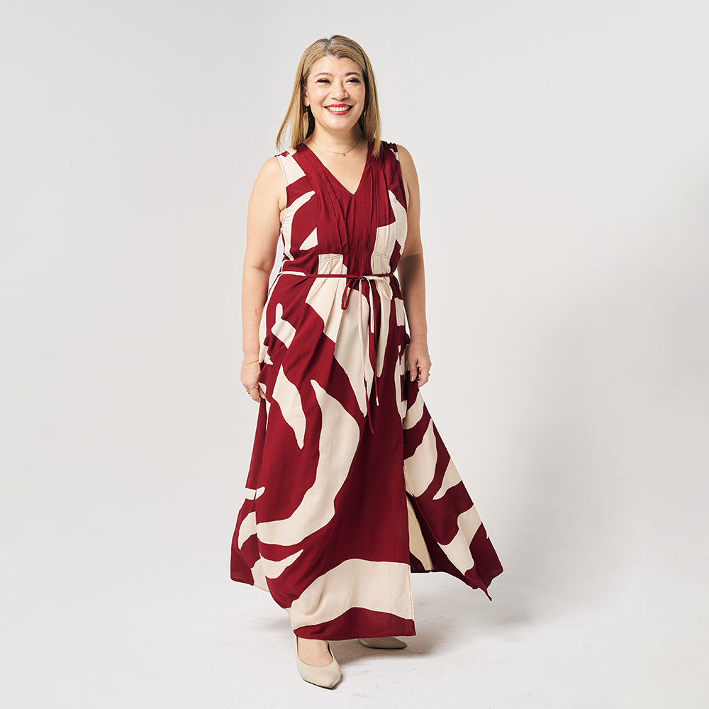 Batik Maxi Dress - Crimson Rose - Batik Boutique