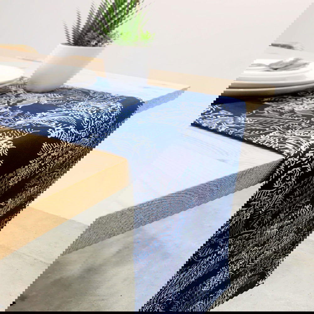 Batik Table Runner - Blue Nautical Fern - Batik Boutique