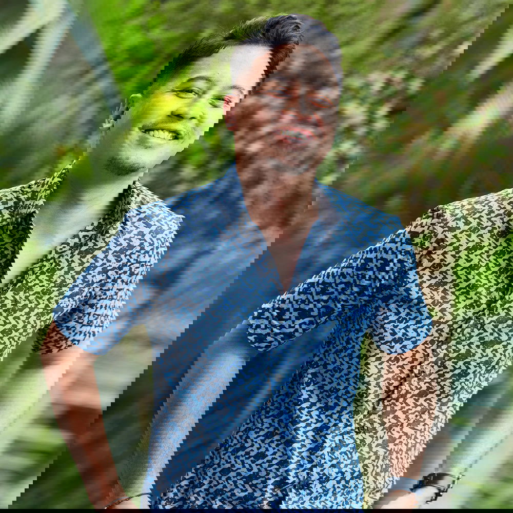 Men's Batik Shirt - Midnight Arabesque - Batik Boutique