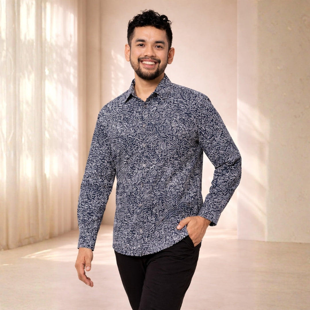 メンズ Long Sleeve Batik Shirts Men_sBatikShirt-