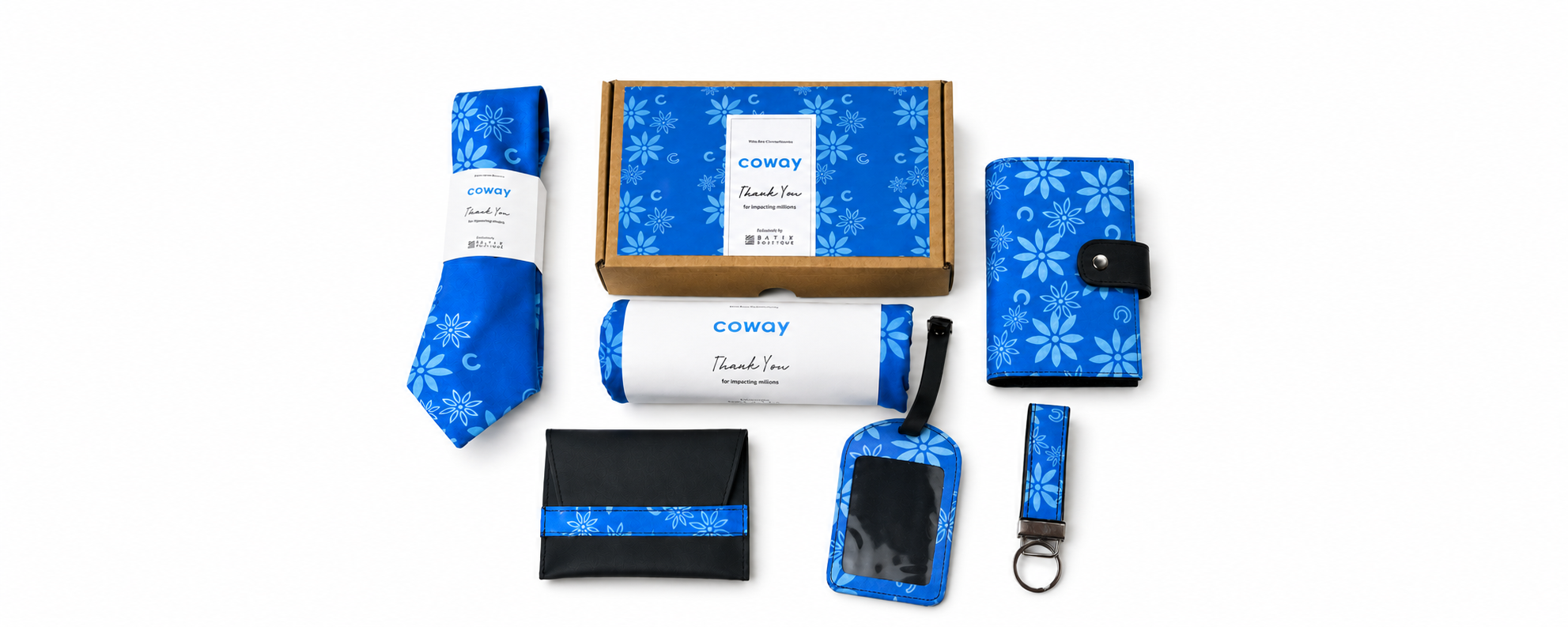 Custom corporate gift sets in Malaysia created by Batik Boutique for Coway.