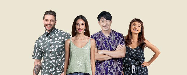 group of men and women wearing batik apparel on sale for discount