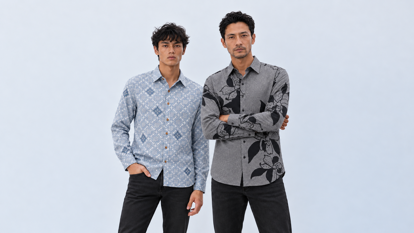 Men's Long-Sleeved Batik Shirt (Silk Cotton)