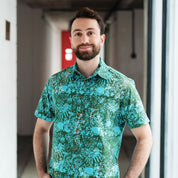 Men's Batik Shirt - Cyan Rumpai
