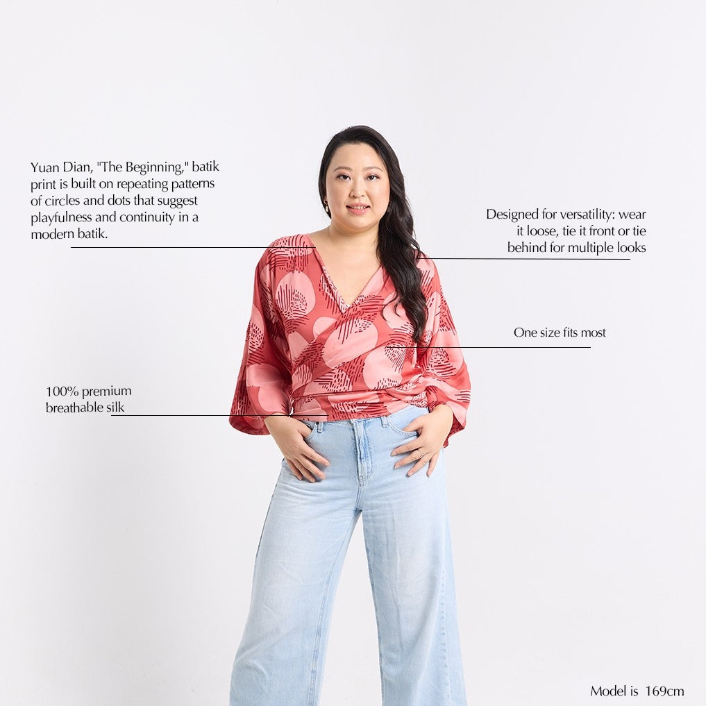 Description of Tie Front Kimono - Crimson Yuan Dian