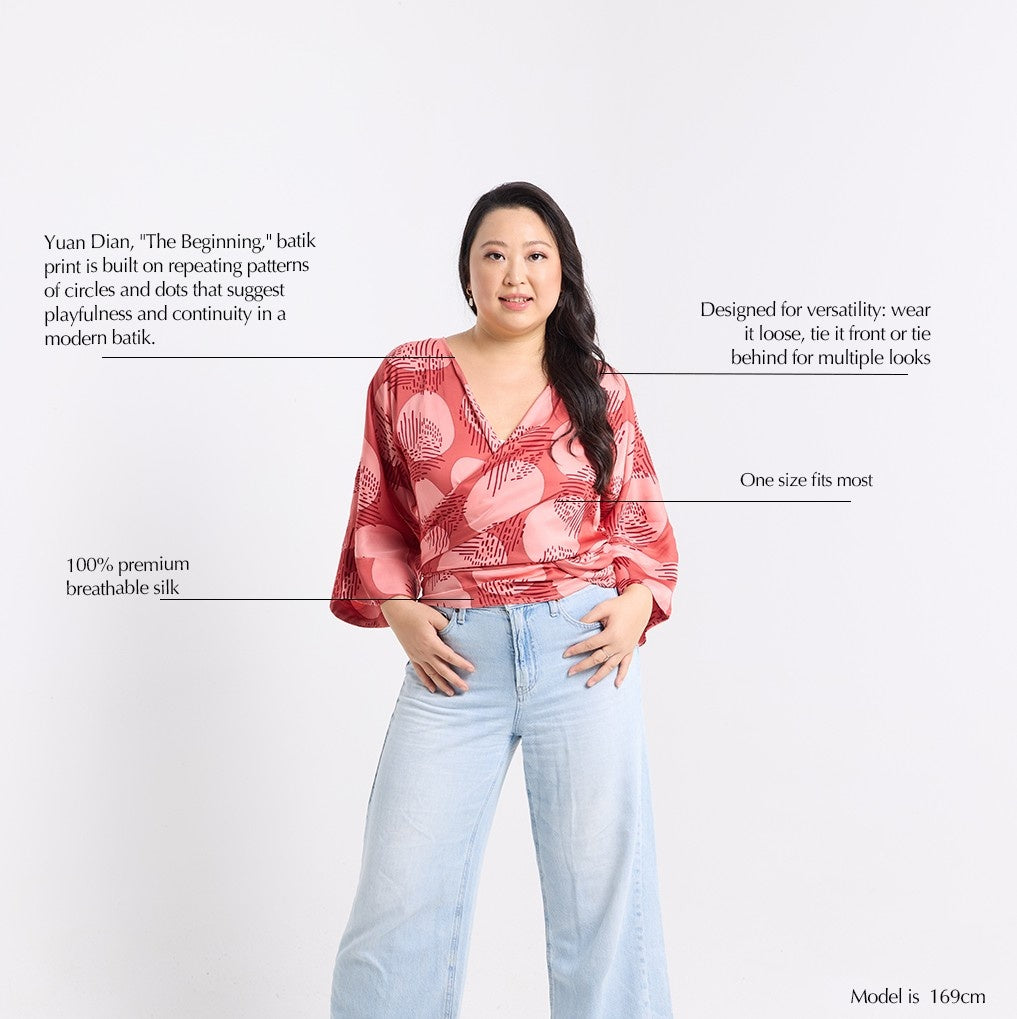 Description of Tie Front Kimono - Crimson Yuan Dian