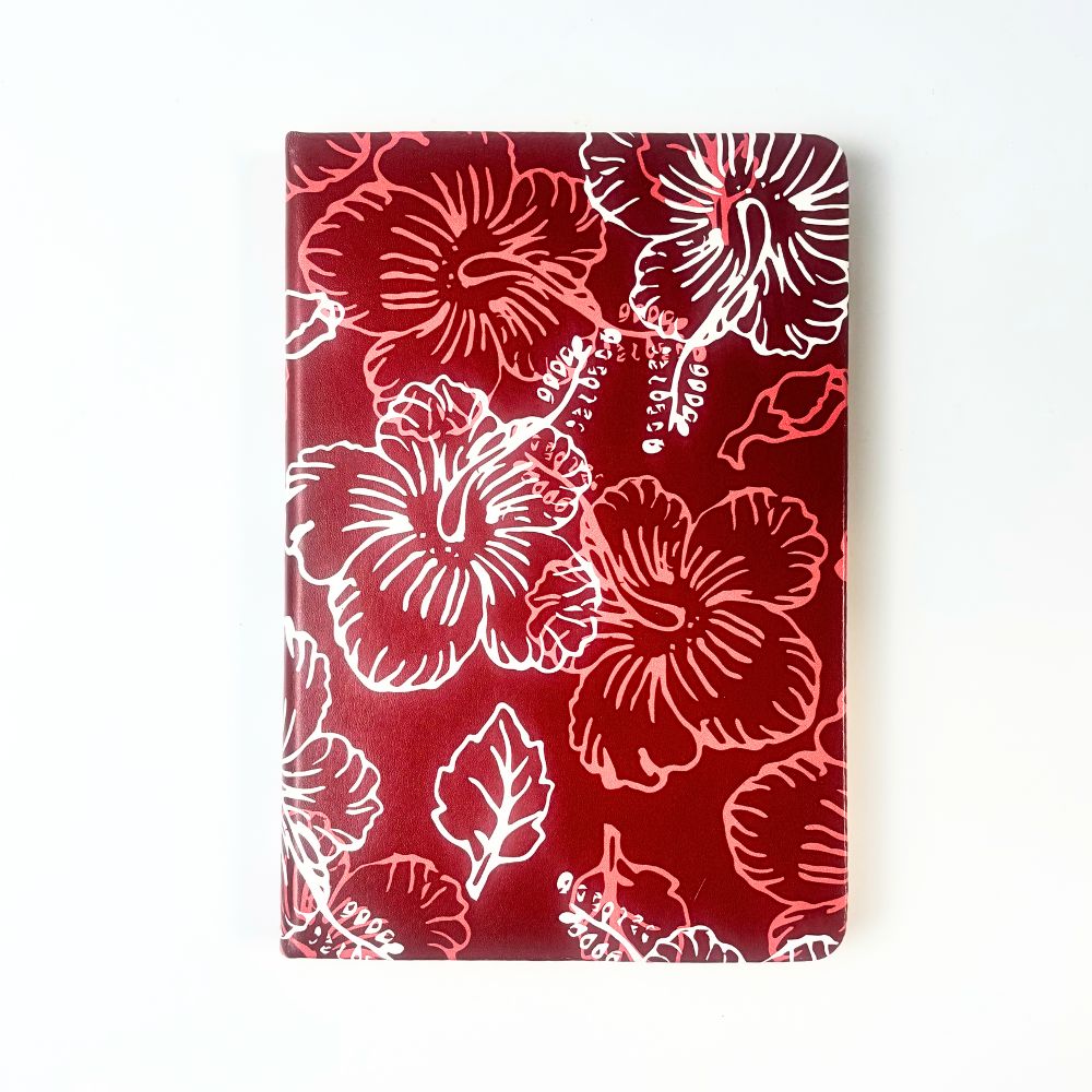 Batik-Inspired Notebook & Pen - Red Hibiscus