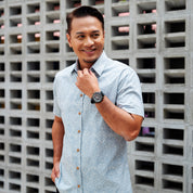 Men's Modern Batik Shirt - Grey Anyam