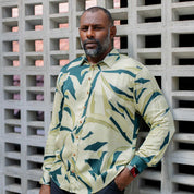 lifestyle photo of the long sleeve forrest palma shirt 