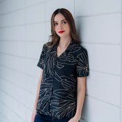 Women's Batik Cuban Shirt - Onyx Palma