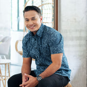 Men's Modern Batik Shirt - Navy Driftwood
