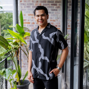 Men's Cuban Batik Shirt - Jet Chain