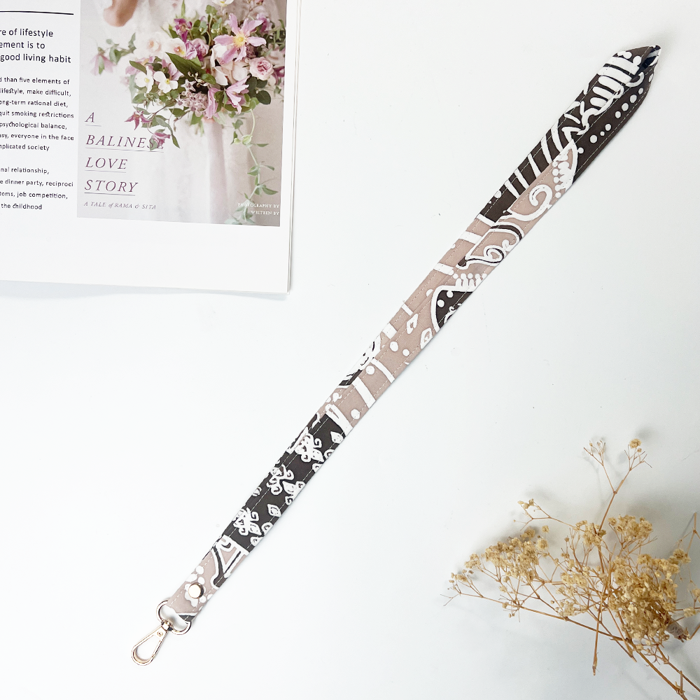 Batik Lanyard and Luggage Tag - Taupe Petola