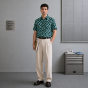 Men's Batik Shirt - Emerald Arabesque