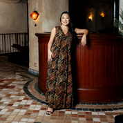 Batik Maxi Dress - Black Leopard