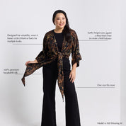 Tie Front Kimono - Black Leopard