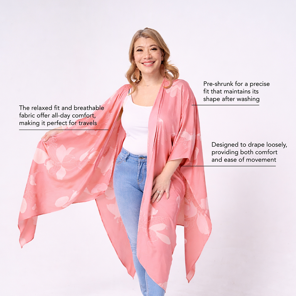 Batik Kimono - Coral Blooming Lace