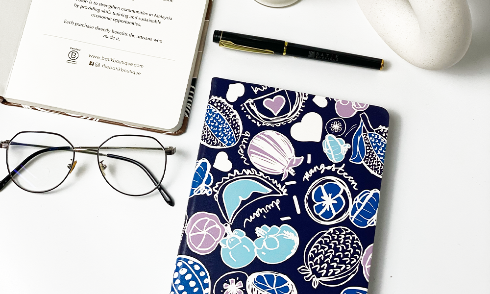Batik-Inspired Notebook - Navy Durian - Batik Boutique