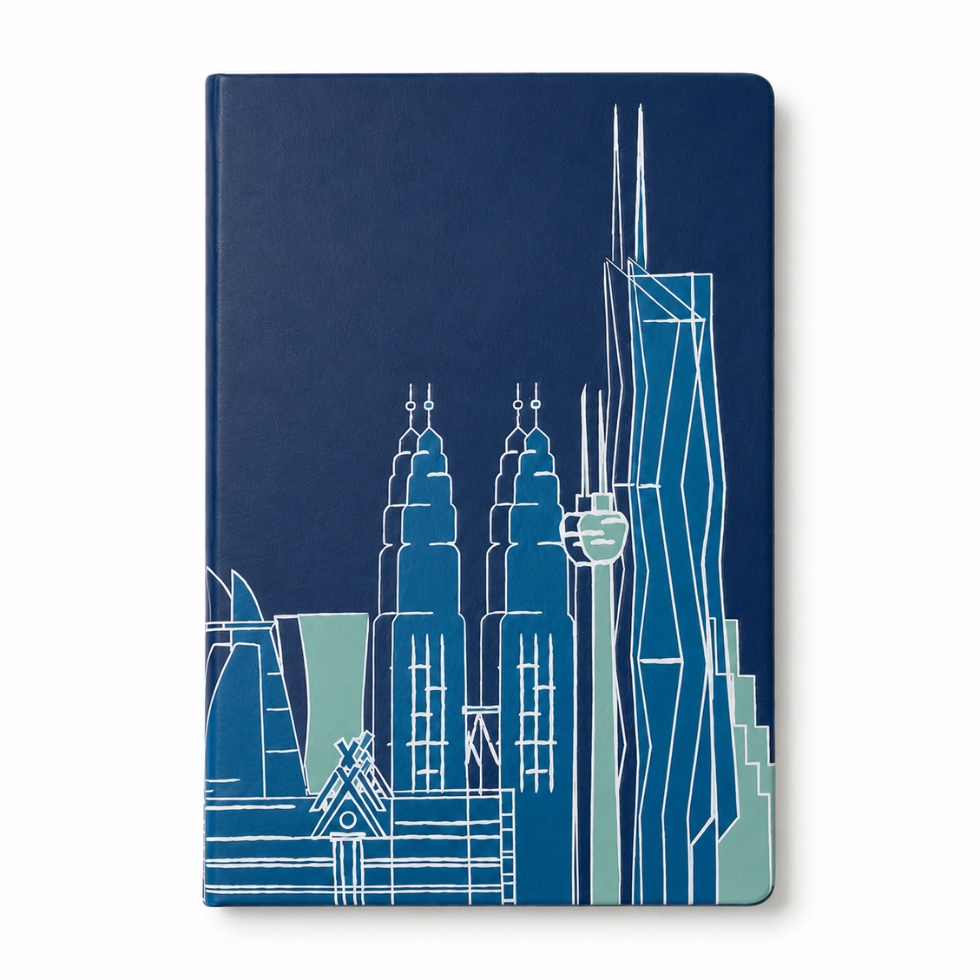 Kl Inspired Batik Book with Blue-ish hues showing the book cover