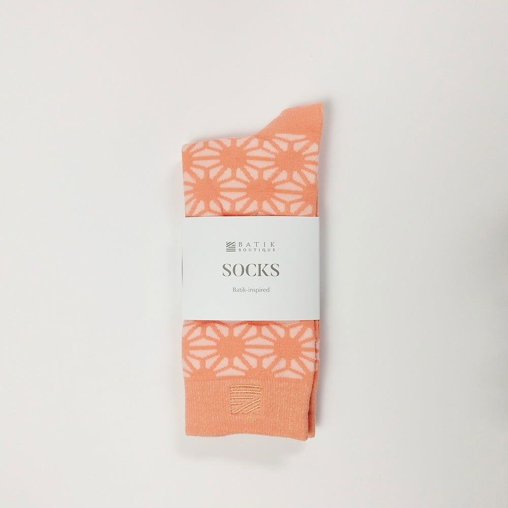 Batik-Inspired Unisex Socks - Peach Firework - Batik Boutique