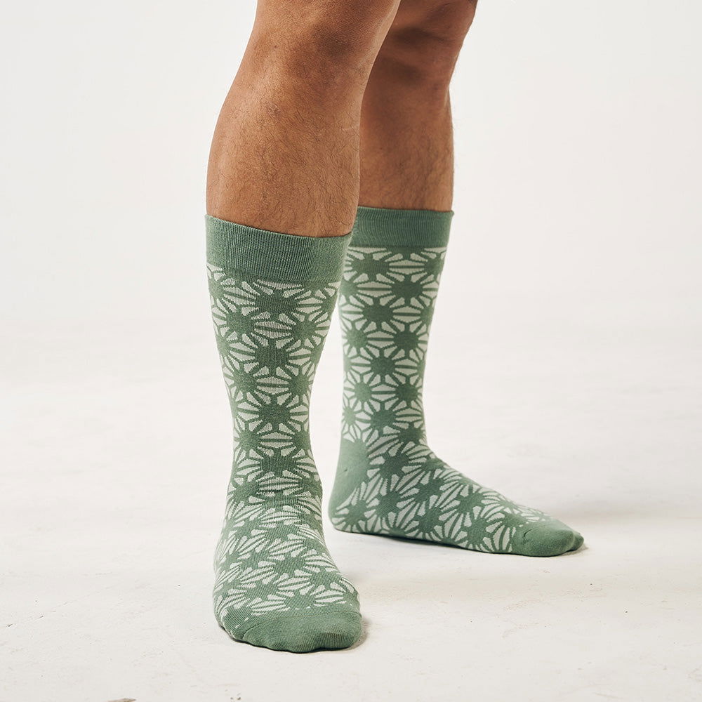 Batik-Inspired Unisex Socks - Sage Firework - Batik Boutique