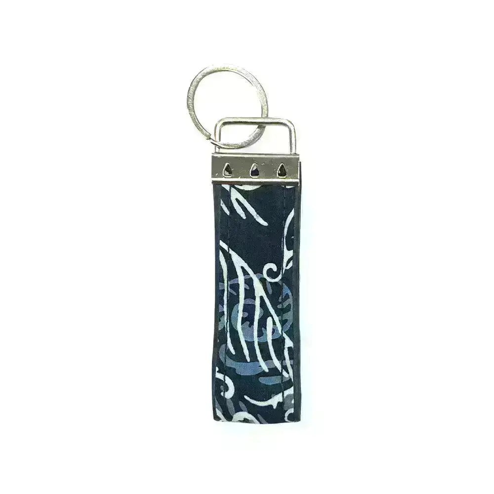 Batik Key Fob - Blue Nautical Fern