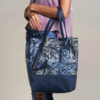 Batik Tote Bag - Blue Nautical Fern
