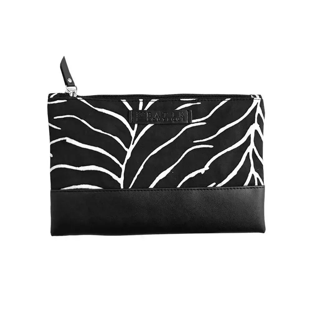 Batik Zip Pouch - Black Fern Batik Boutique