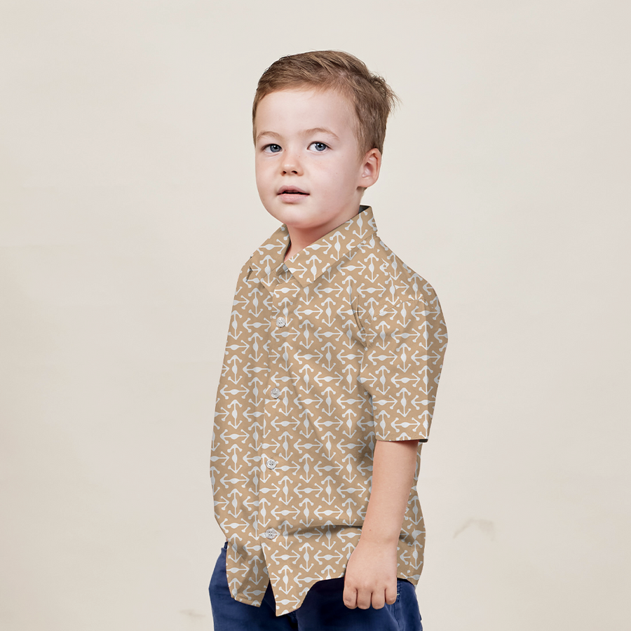 Boy's Batik Shirt - Latte Kompas