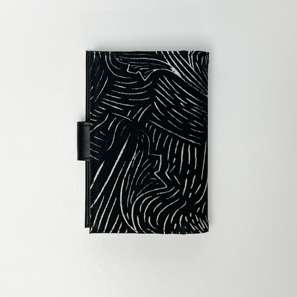Batik + Leather Passport Cover - Black Driftwood
