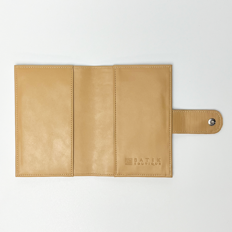 Batik + Leather Passport Cover - Latte Kompas