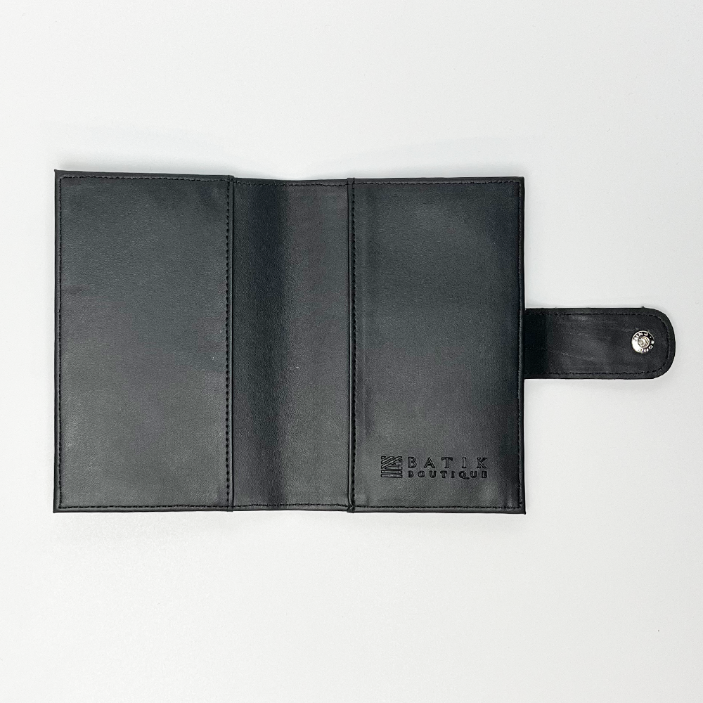 Batik + Leather Passport Cover - Midnight Arabesque