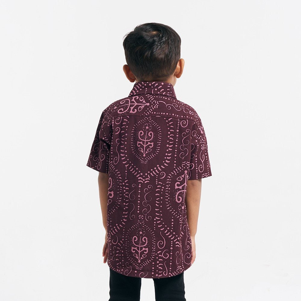 Boy's Batik Shirt Garnet Petola back view 