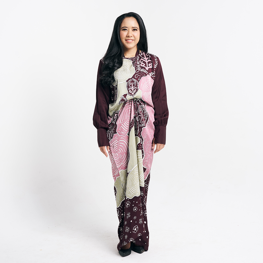 Batik Caftan Pareo - Maroon Petola