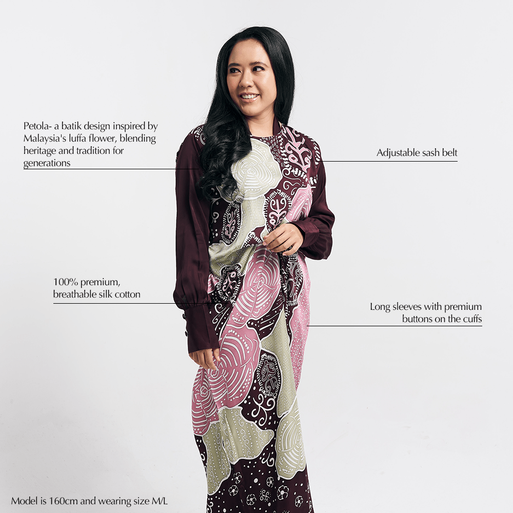  Batik Caftan Pareo  in Maroon Petola description photo 