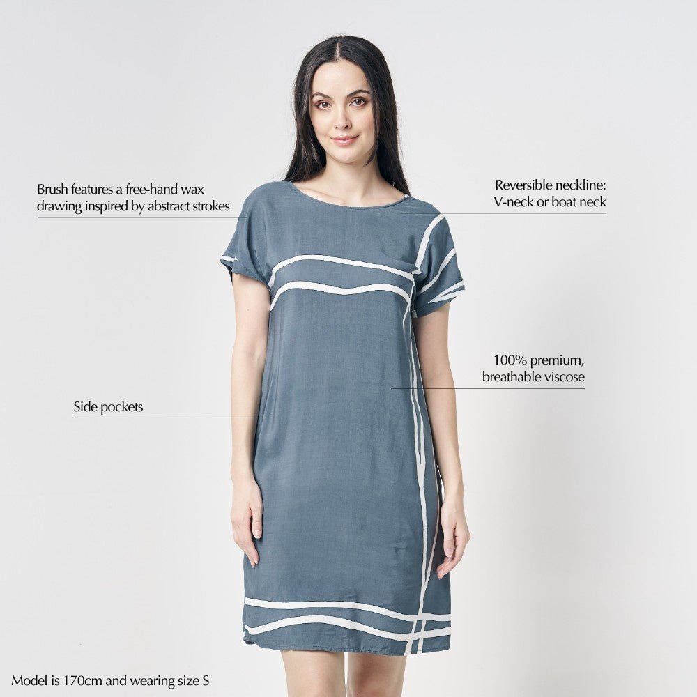 Batik Dress Grey Brush shown with a description Unique values chart 