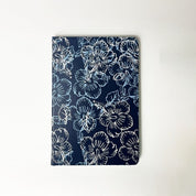 Navy hibiscus inspired notebook front view 