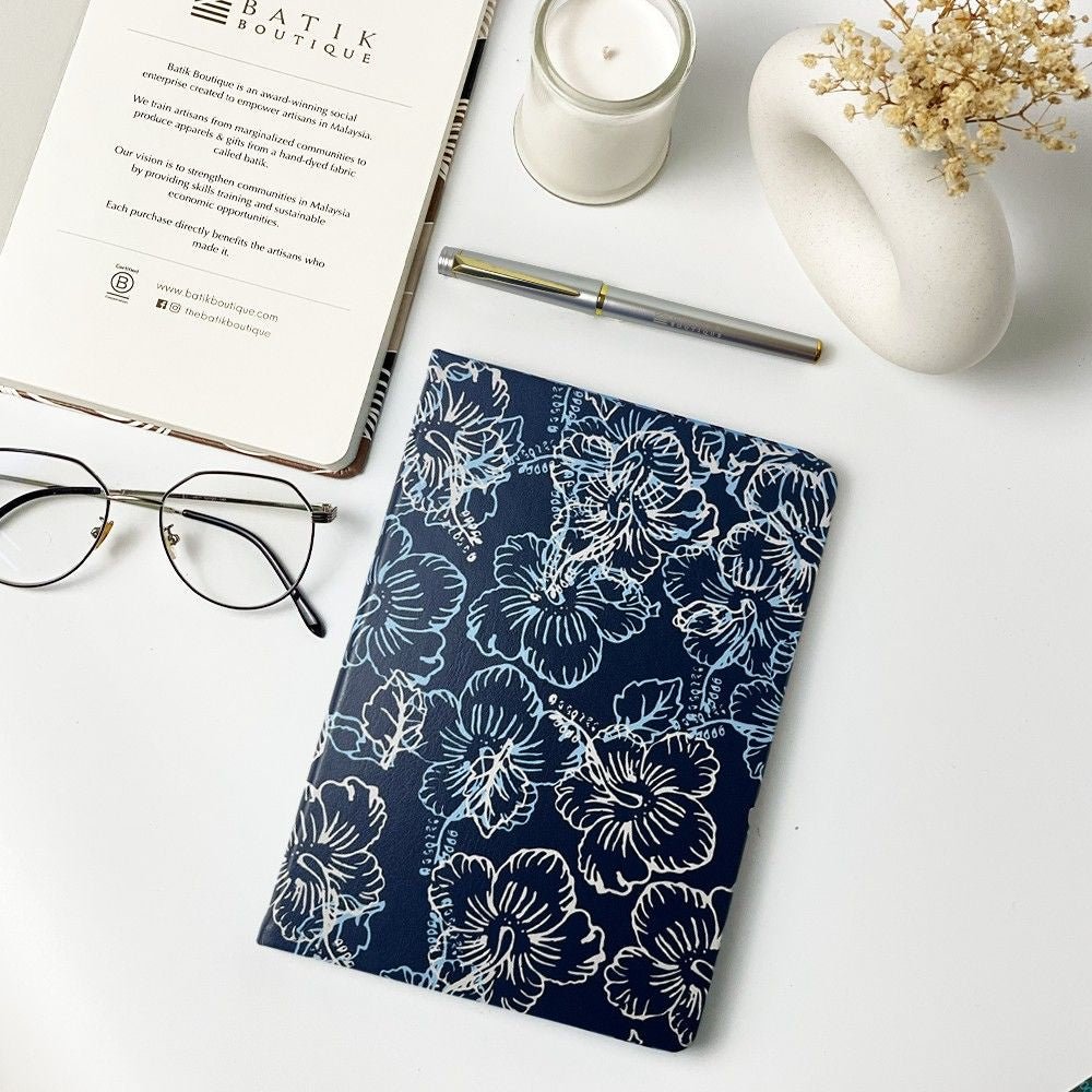 Navy hibiscus inspired notebook 
