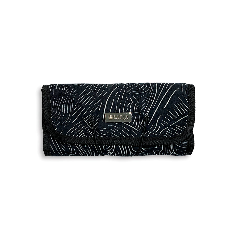 An up view front photo of whitebox of batik organizer in black driftwood pattern