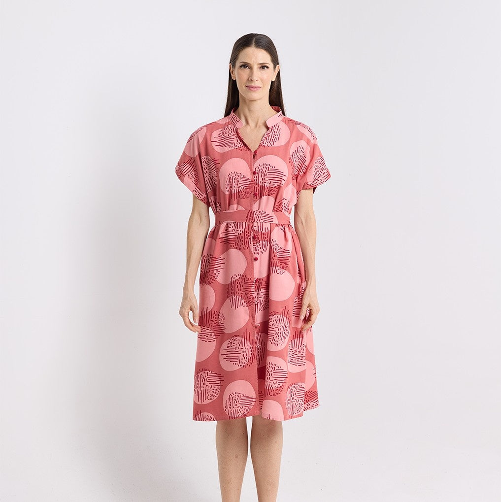 Front view photo of the crimson yuan dian ayaz dress 