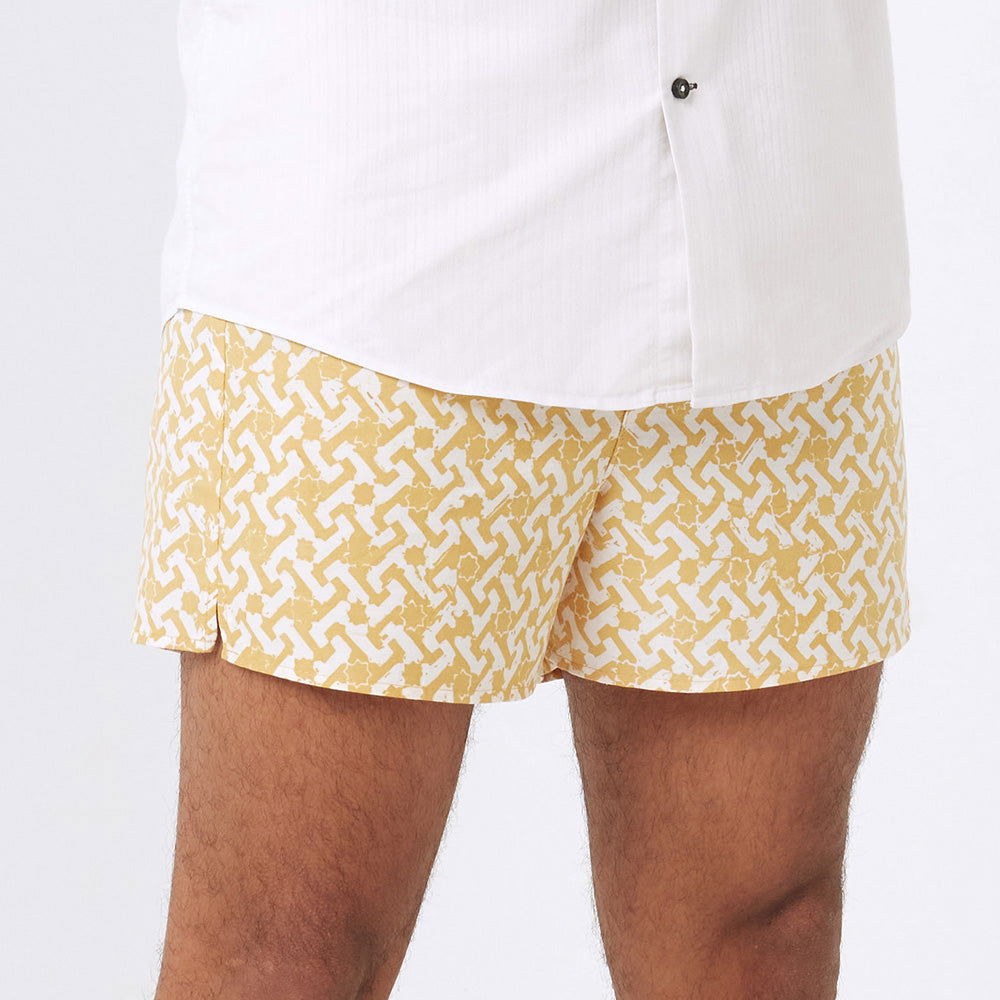 Batik Boxer Shorts - Mustard Arabesque - Batik Boutique