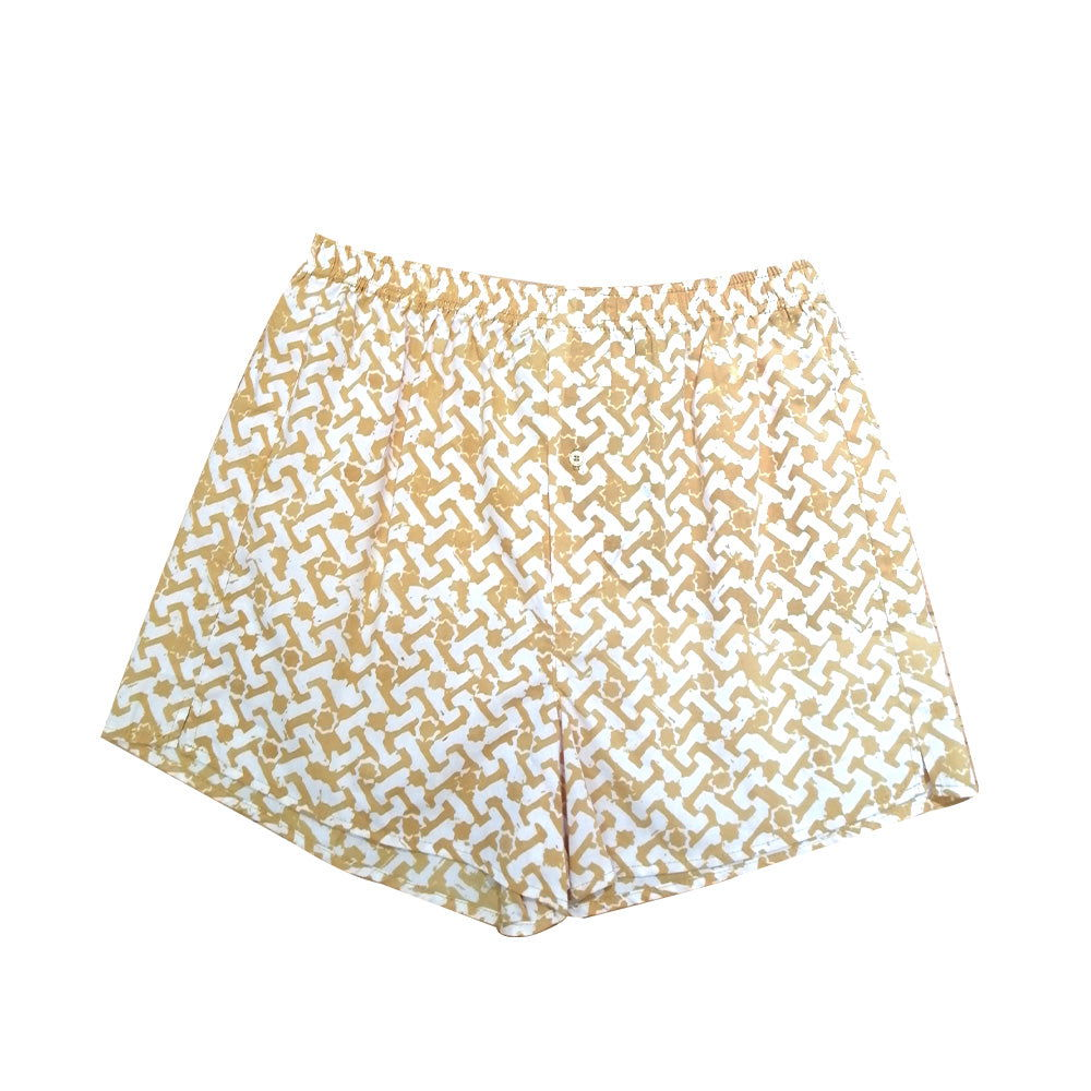 Batik Boxer Shorts - Mustard Arabesque - Batik Boutique