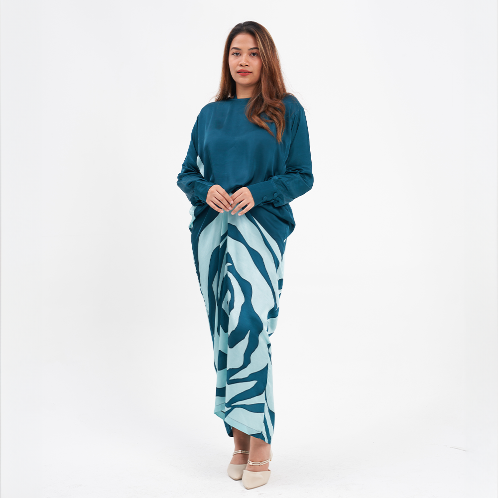 Batik Caftan Pareo - Teal Rose - Batik Boutique