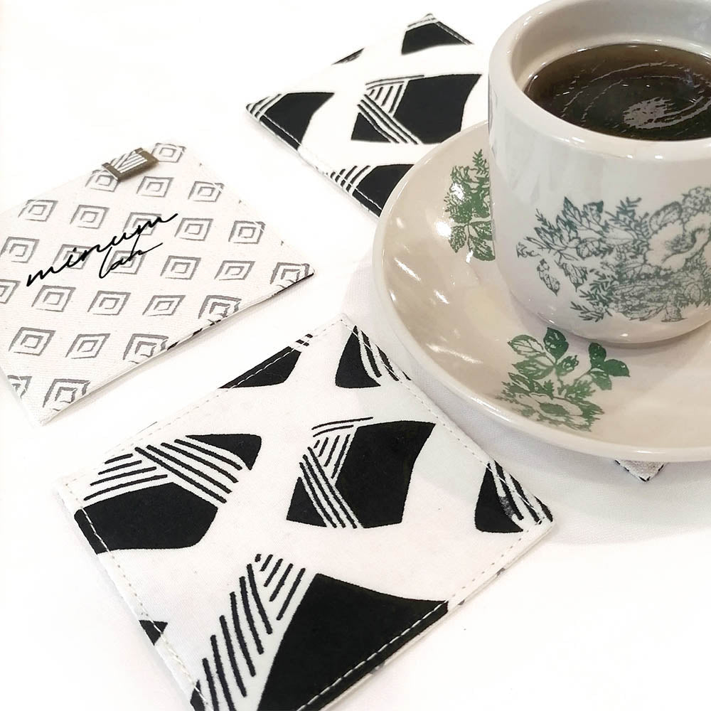 Handcrafted Artisan-Made Batik Coaster Set in Black Nasi Lemak