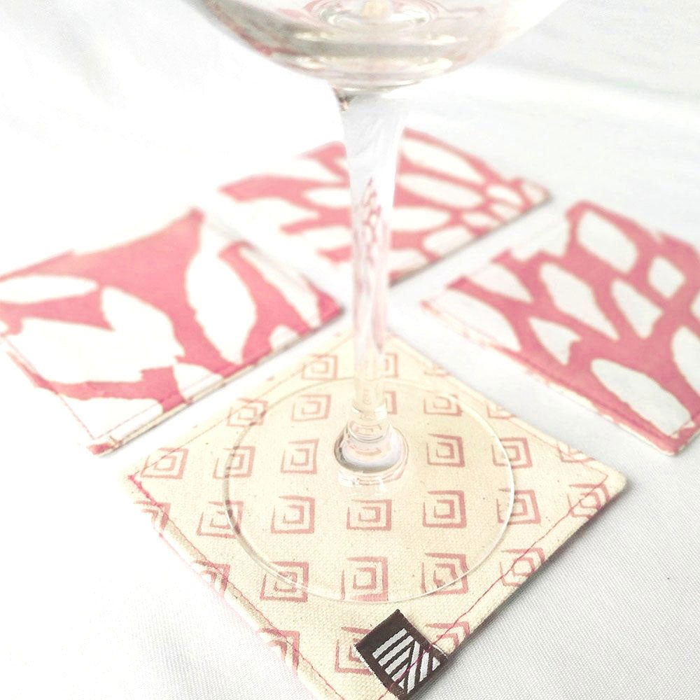 Batik Coaster Set (Reversible) - Coral Bunga