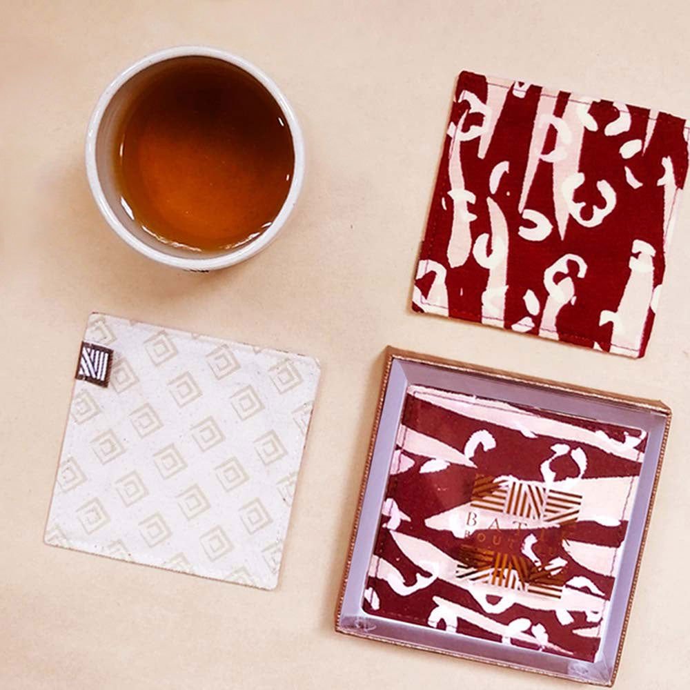 Batik Coaster Set (Reversible) - Crimson Tiger - Batik Boutique