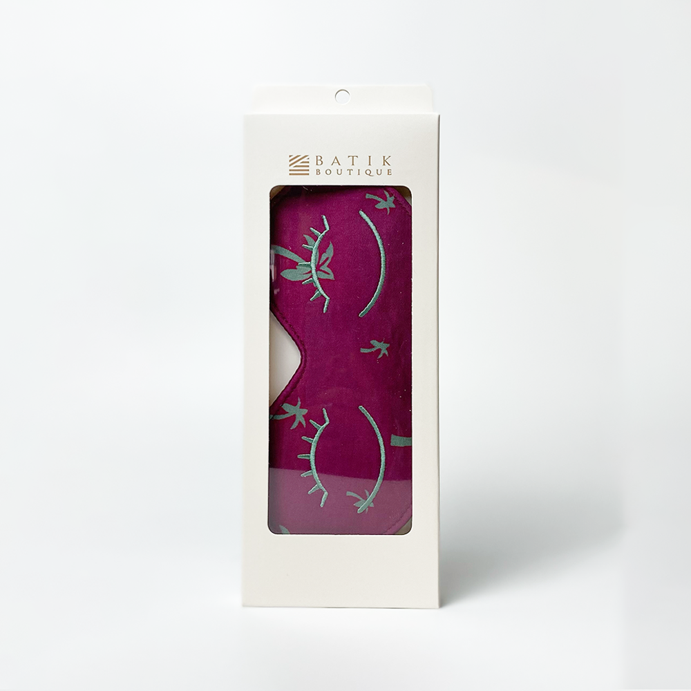 Batik Eye Mask - Fuchsia Palm - Batik Boutique